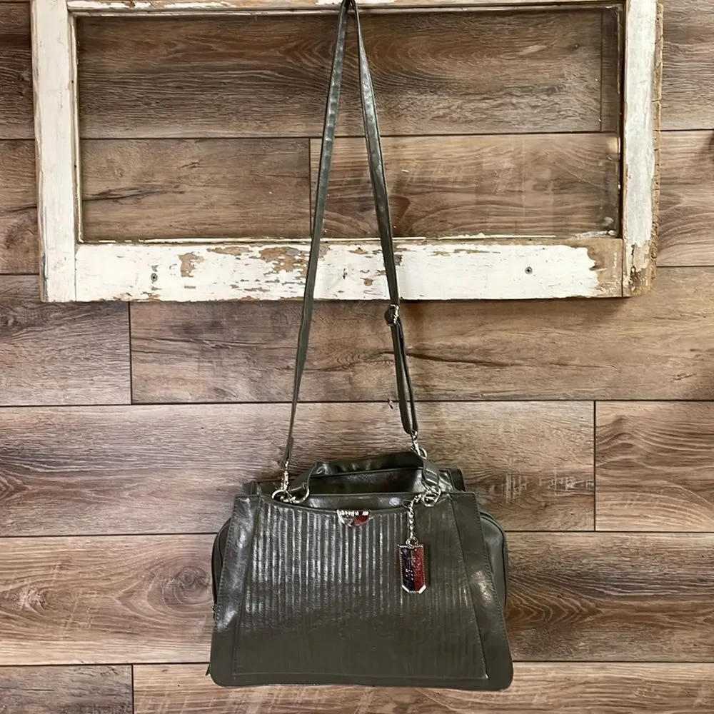 Vintage Rosetti Go Faux Leather Shoulder Handbag Purse  Dark Gray